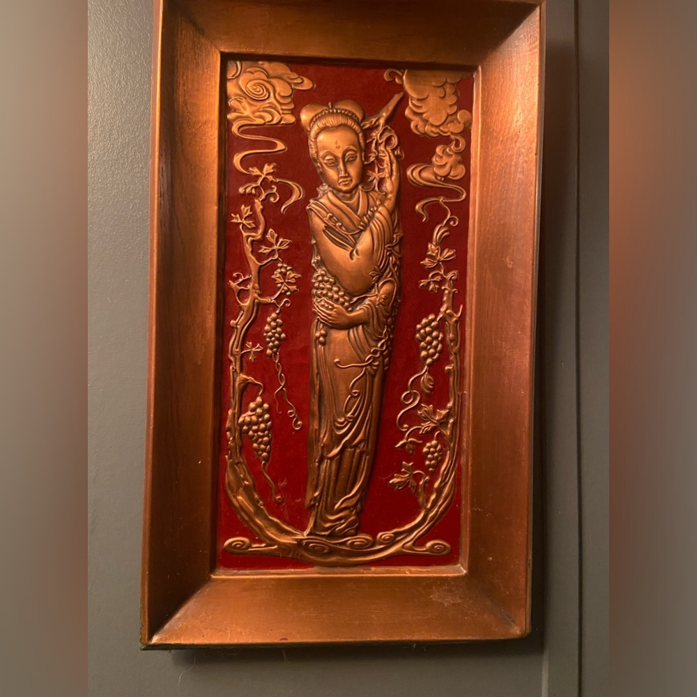 2 antique Chinese Pressed plaque China 19th or 20th c wall hangings